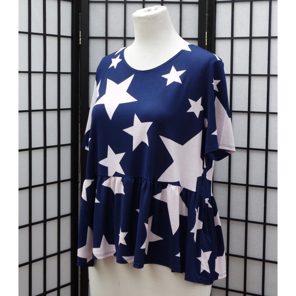 1x-3x Super cute star print  hem tunic top